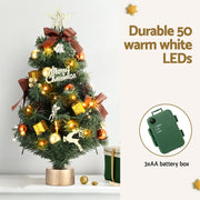 Jingle Jollys Tabletop Christmas Tree 60CM LED Xmas Tree Tree Topper Ornaments XM-TR-TABLETOP-2FT-LED