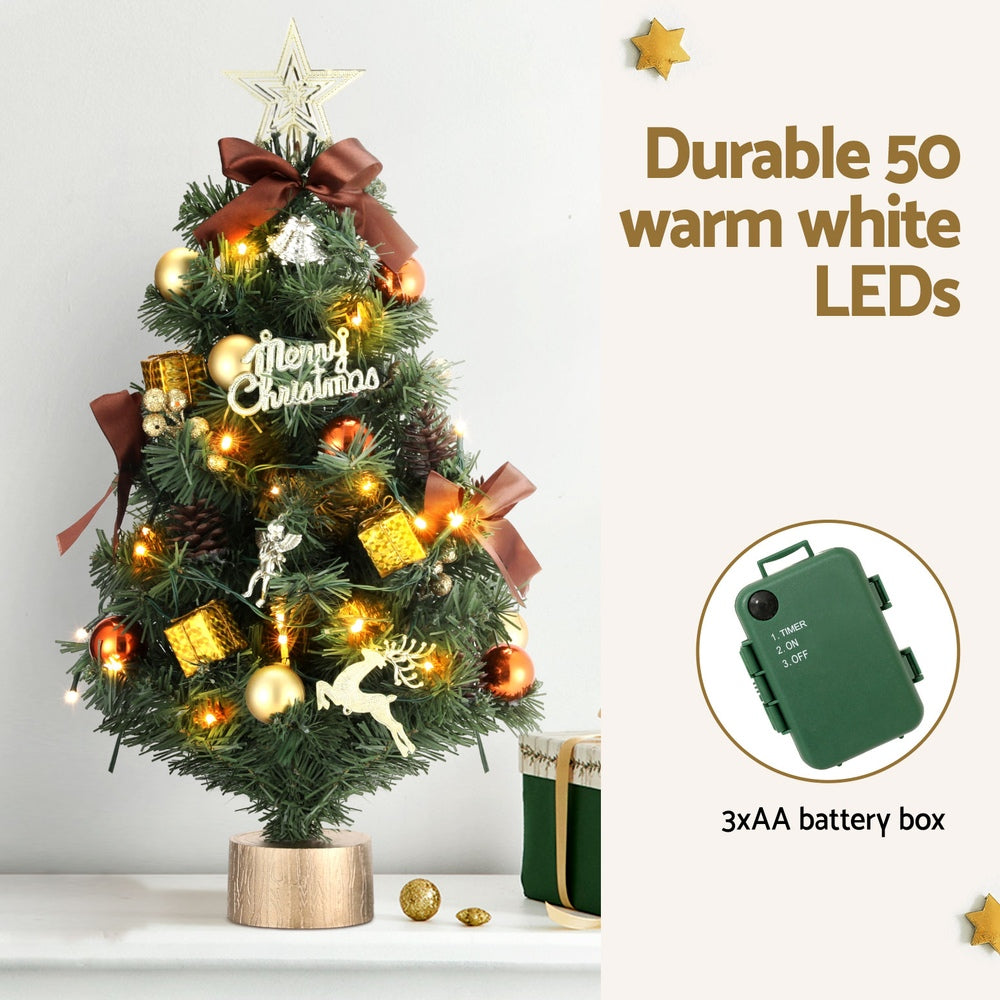 Jingle Jollys Tabletop Christmas Tree 60CM LED Xmas Tree Tree Topper Ornaments XM-TR-TABLETOP-2FT-LED
