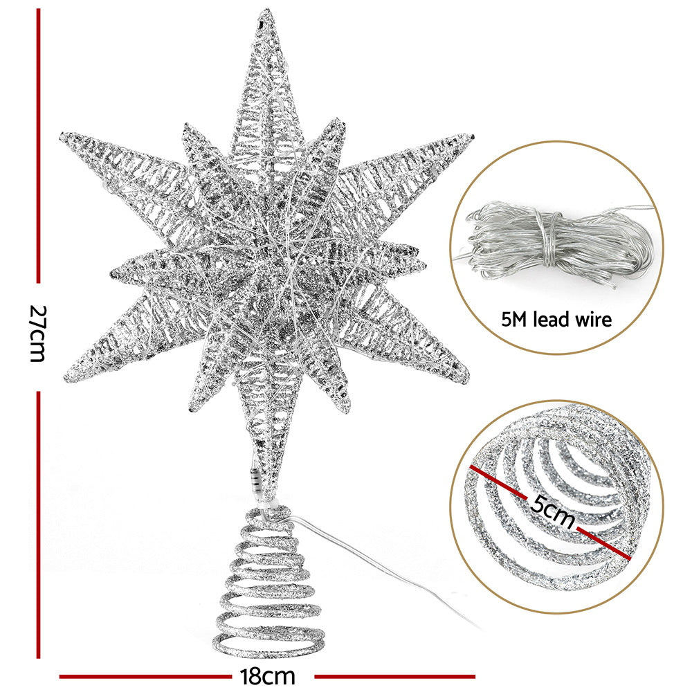 Jingle Jollys 3D Christmas Tree Topper Star LED Decorations Xmas Party Timer XM-TR-TOPPER-3D-LED