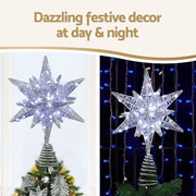 Jingle Jollys 3D Christmas Tree Topper Star LED Decorations Xmas Party Timer XM-TR-TOPPER-3D-LED