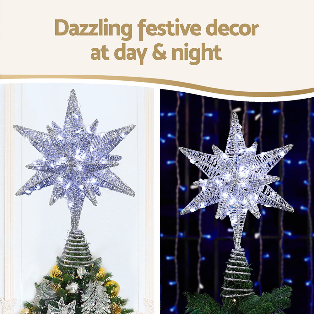 Jingle Jollys 3D Christmas Tree Topper Star LED Decorations Xmas Party Timer XM-TR-TOPPER-3D-LED