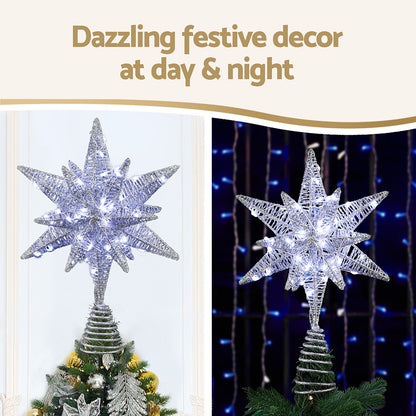 Jingle Jollys 3D Christmas Tree Topper Star LED Decorations Xmas Party Timer XM-TR-TOPPER-3D-LED