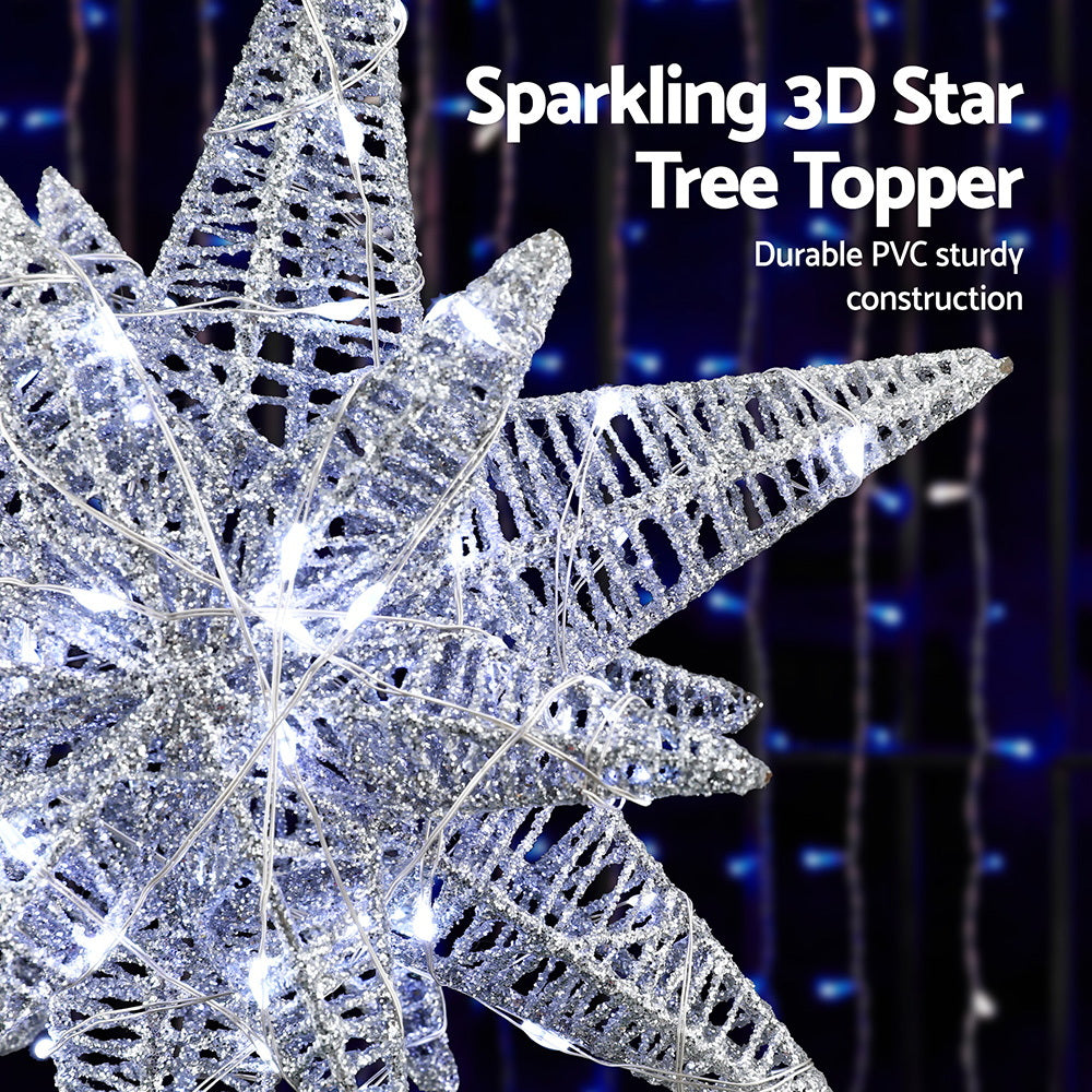 Jingle Jollys 3D Christmas Tree Topper Star LED Decorations Xmas Party Timer XM-TR-TOPPER-3D-LED