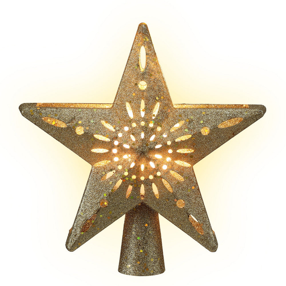 Jingle Jollys Christmas Tree Topper Star Snowflake Projector Party Glitter Gold XM-TR-TOPPER-PROJECTOR-LED