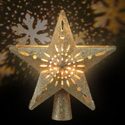 Jingle Jollys Christmas Tree Topper Star Snowflake Projector Party Glitter Gold XM-TR-TOPPER-PROJECTOR-LED