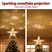 Jingle Jollys Christmas Tree Topper Star Snowflake Projector Party Glitter Gold XM-TR-TOPPER-PROJECTOR-LED