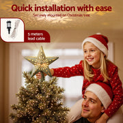 Jingle Jollys Christmas Tree Topper Star Snowflake Projector Party Glitter Gold XM-TR-TOPPER-PROJECTOR-LED