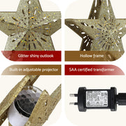 Jingle Jollys Christmas Tree Topper Star Snowflake Projector Party Glitter Gold XM-TR-TOPPER-PROJECTOR-LED