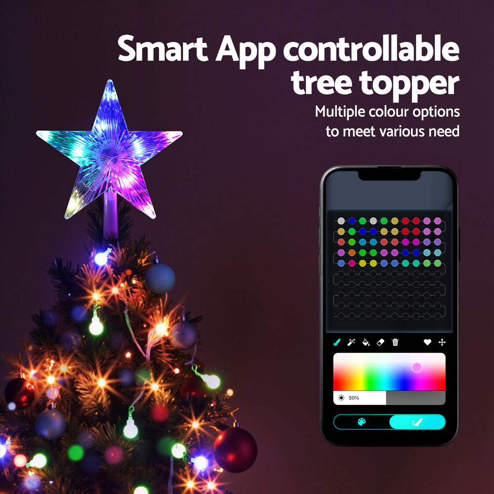 Jingle Jollys Christmas Tree Topper Star RGB LED Xmas Decor 80 Modes APP Control XM-TR-TOPPER-RGB-MC