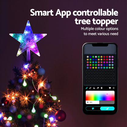 Jingle Jollys Christmas Tree Topper Star RGB LED Xmas Decor 80 Modes APP Control XM-TR-TOPPER-RGB-MC