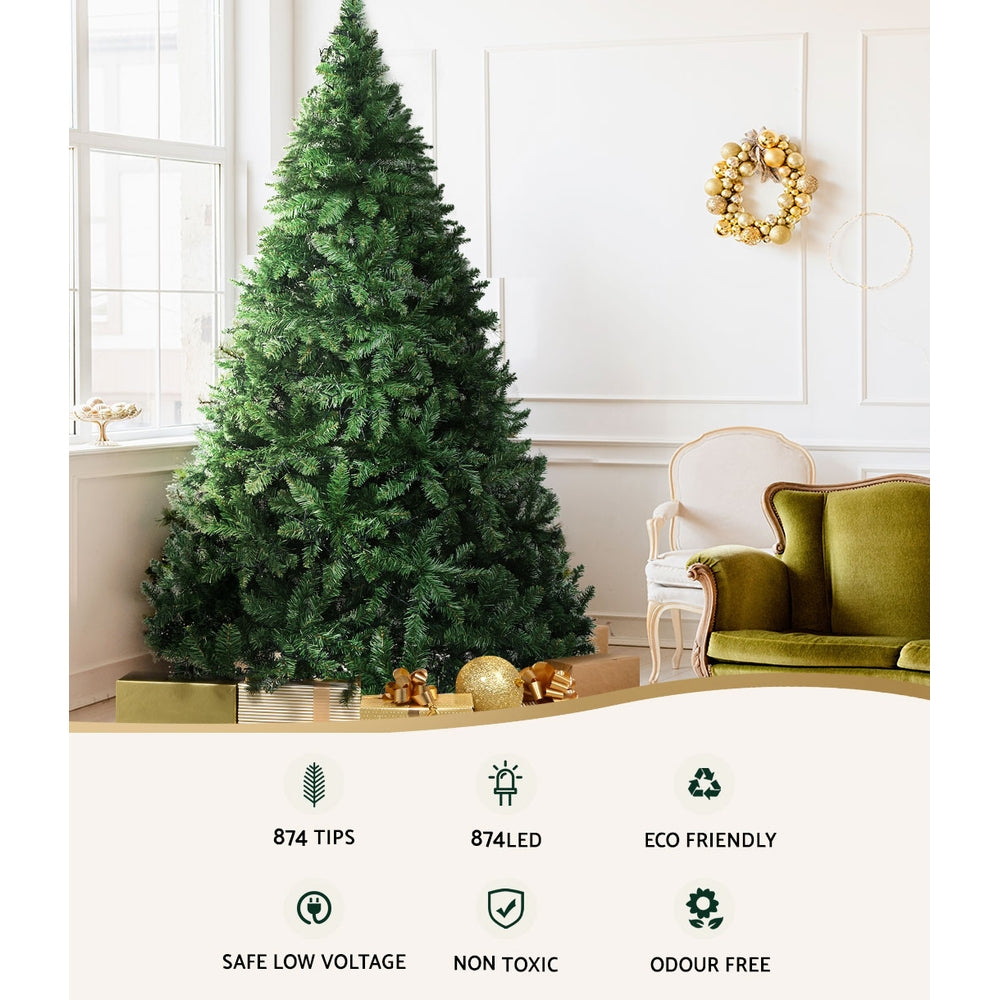 Jingle Jollys Christmas Tree 1.8m Xmas Tree Decorations 874 LED 8 Light Mode XM-TR-WELL-6F-LED-N