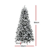 Jingle Jollys Christmas Tree 1.8m Snow Flocked LED Xmas Decoration 8 Light Modes XM-TR-WELL-6FT-GS-LED