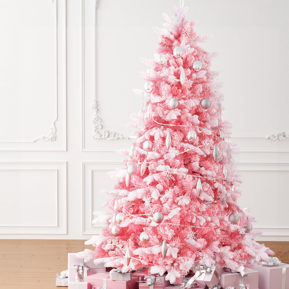 Jingle Jollys Christmas Tree 1.8m Pink Xmas Tree Snowy Party Decor 810 Tips XM-TR-WELL-6FT-PINK-GS