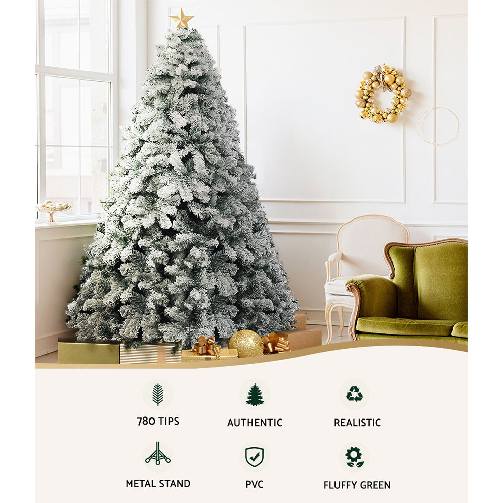Jingle Jollys Christmas Tree 2.1m Snow Flocked Xmas Tree Decorations 780 Tips XM-TR-WELL-7F-GS