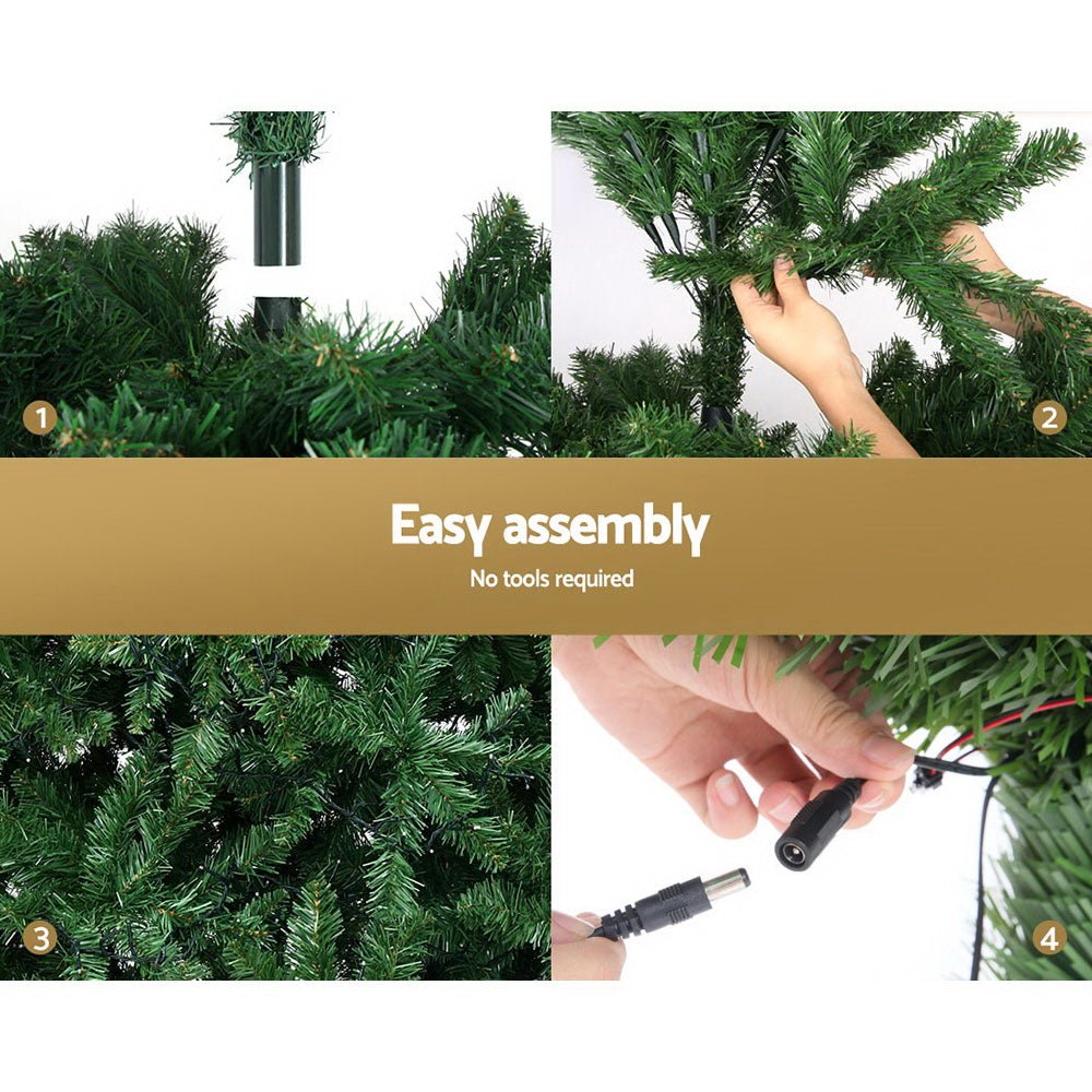 Jingle Jollys Christmas Tree 2.1m Xmas Tree Decoration 8 Light Mode Multi Colour XM-TR-WELL-7F-MC