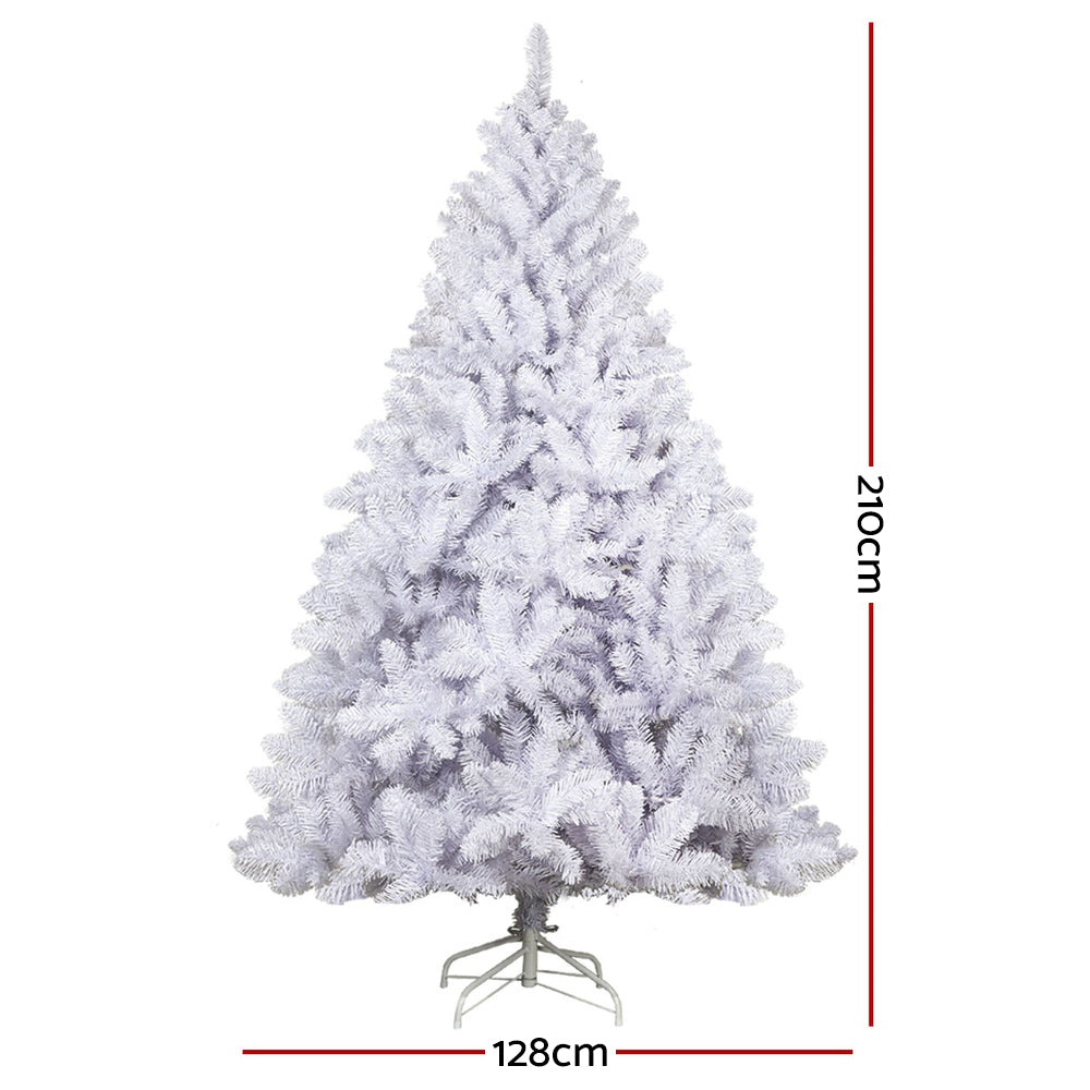 Jingle Jollys Christmas Tree 2.1m 1000 White Tips Xmas Tree Decorations XM-TR-WELL-7F-WH