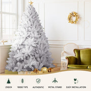 Jingle Jollys Christmas Tree 2.1m 1000 White Tips Xmas Tree Decorations XM-TR-WELL-7F-WH