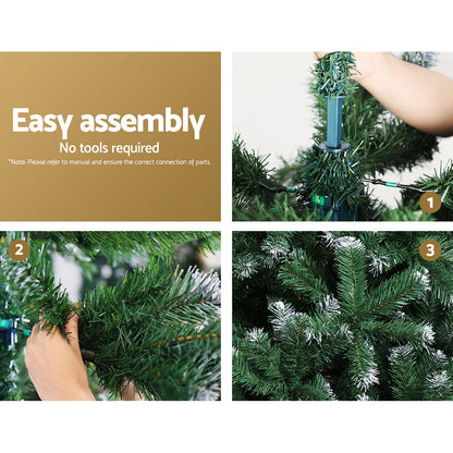 Jingle Jollys Christmas Tree 2.4m Snowy Xmas Tree Decoration 1225 Tips XM-TR-WELL-8F-SNOW