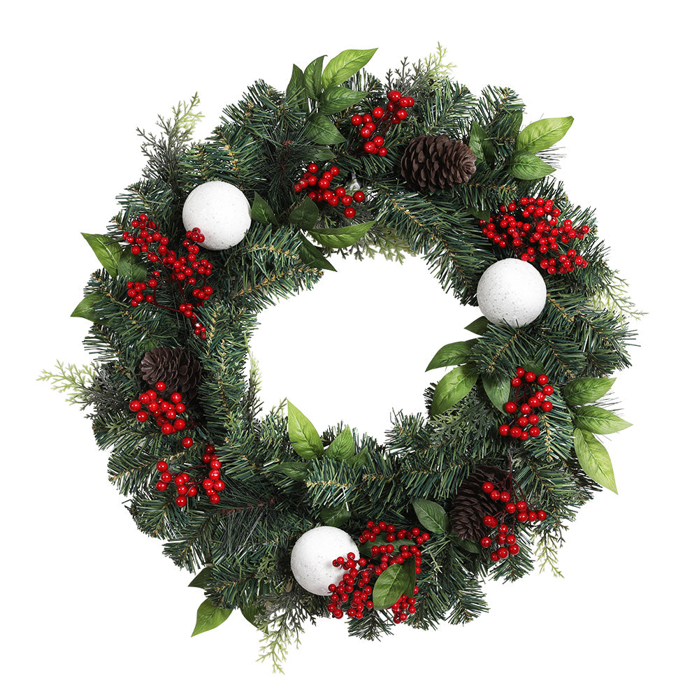 Jingle Jollys 2FT 60CM Christmas Wreath with Decor Xmas Tree Decoration XM-TR-WRE-2FT-BERRY-RED