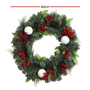 Jingle Jollys 2FT 60CM Christmas Wreath with Decor Xmas Tree Decoration XM-TR-WRE-2FT-BERRY-RED
