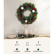 Jingle Jollys 2FT 60CM Christmas Wreath with Decor Xmas Tree Decoration XM-TR-WRE-2FT-BERRY-RED