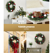 Jingle Jollys 2FT 60CM Christmas Wreath with Decor Xmas Tree Decoration XM-TR-WRE-2FT-BERRY-RED