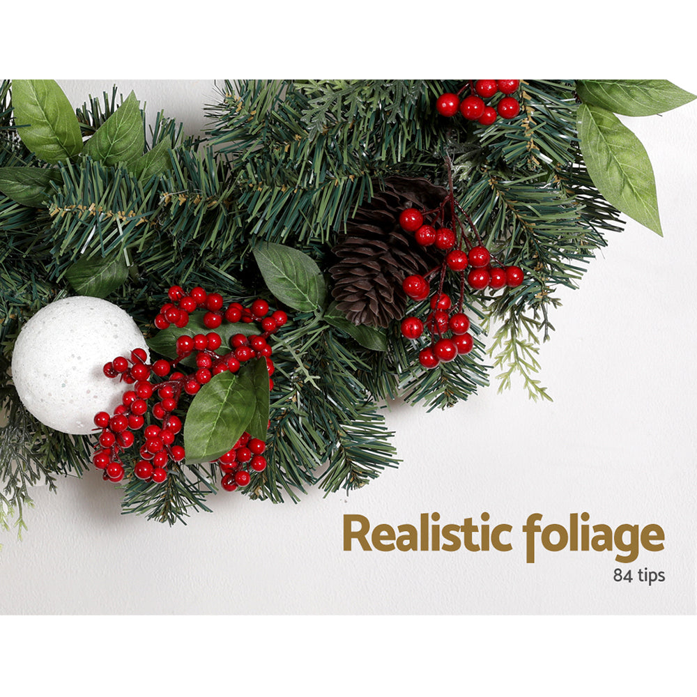 Jingle Jollys 2FT 60CM Christmas Wreath with Decor Xmas Tree Decoration XM-TR-WRE-2FT-BERRY-RED