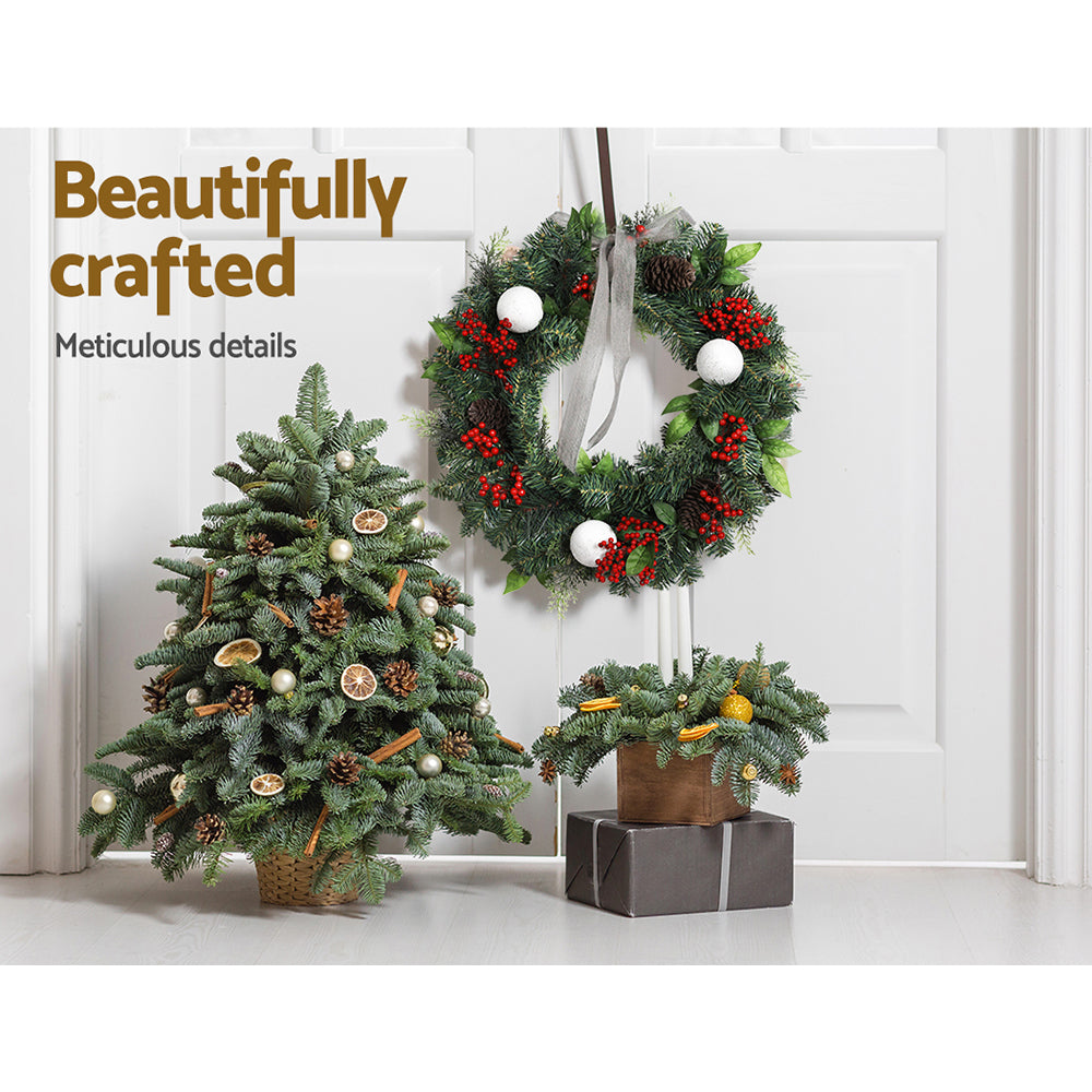 Jingle Jollys 2FT 60CM Christmas Wreath with Decor Xmas Tree Decoration XM-TR-WRE-2FT-BERRY-RED