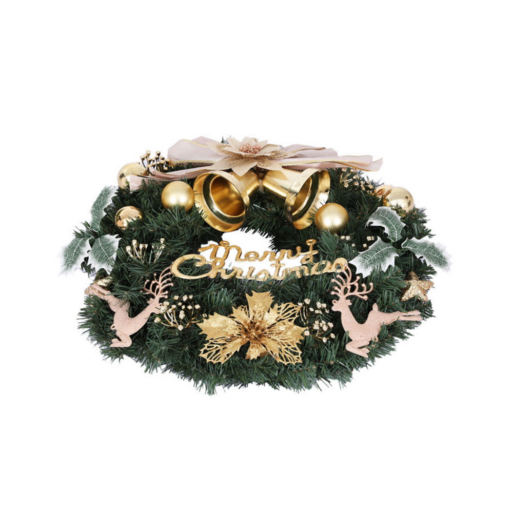 Jingle Jollys Christmas Wreath 60CM Garland Flowers Baubles Party Decorations XM-TR-WRE-BOWTIE-GD