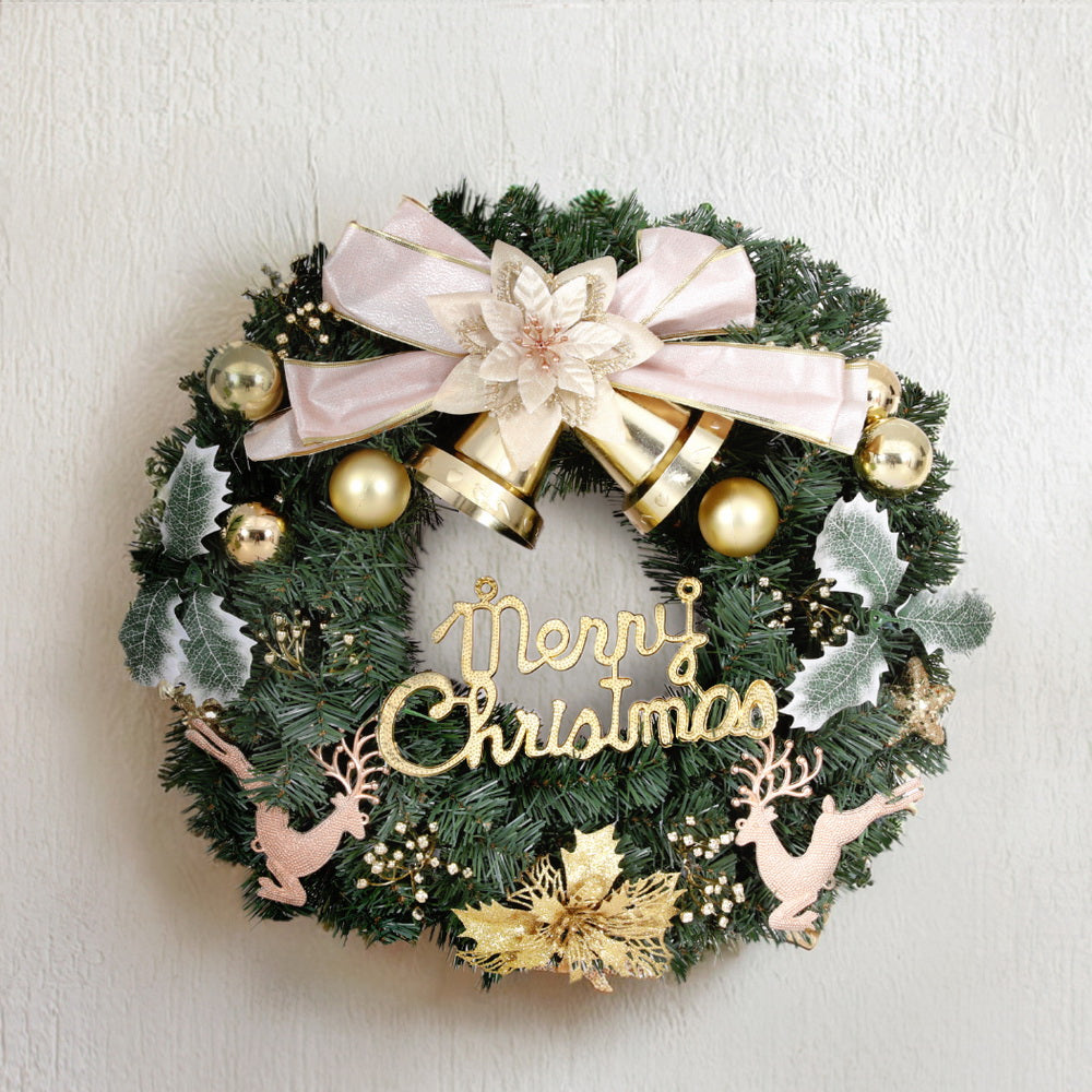 Jingle Jollys Christmas Wreath 60CM Garland Flowers Baubles Party Decorations XM-TR-WRE-BOWTIE-GD
