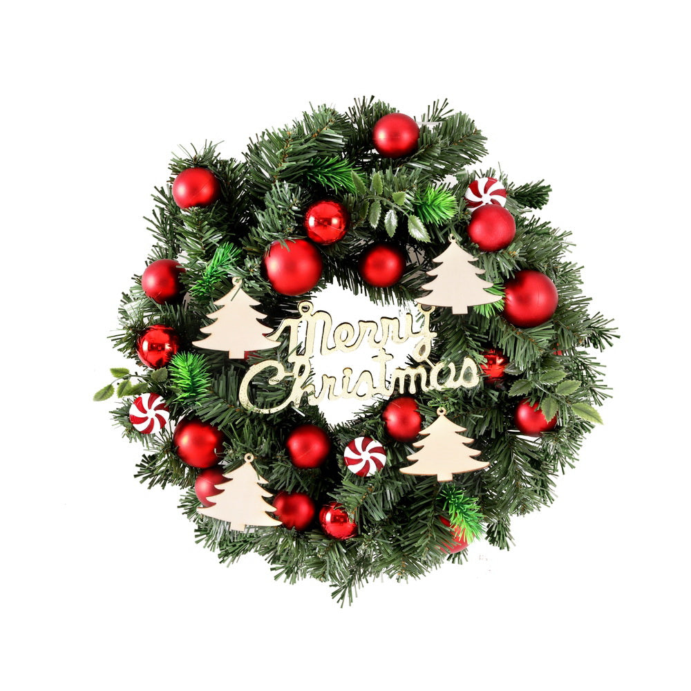 Jingle Jollys Christmas Wreath 40CM Xmas Garland Baubles Ornaments Party Decor XM-TR-WRE-CANDY-BAUBLES