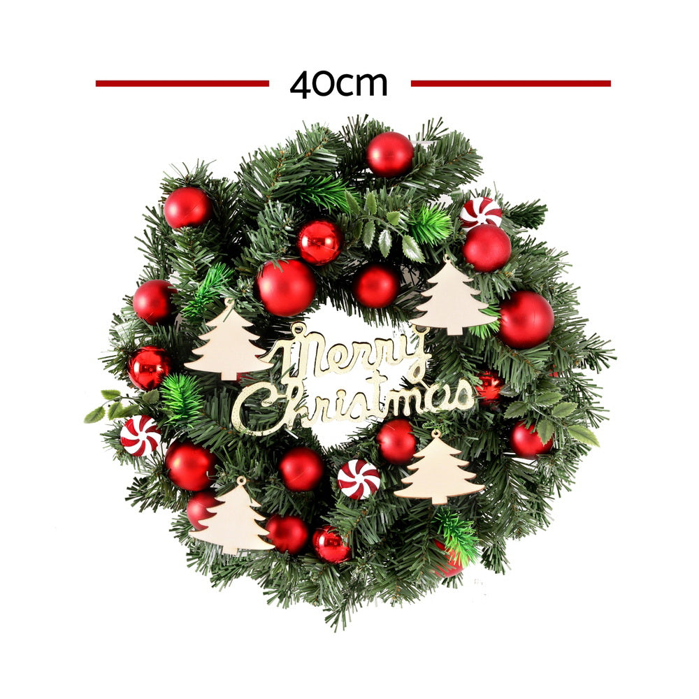 Jingle Jollys Christmas Wreath 40CM Xmas Garland Baubles Ornaments Party Decor XM-TR-WRE-CANDY-BAUBLES
