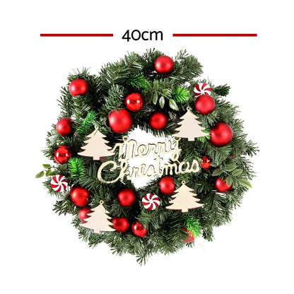 Jingle Jollys Christmas Wreath 40CM Xmas Garland Baubles Ornaments Party Decor XM-TR-WRE-CANDY-BAUBLES
