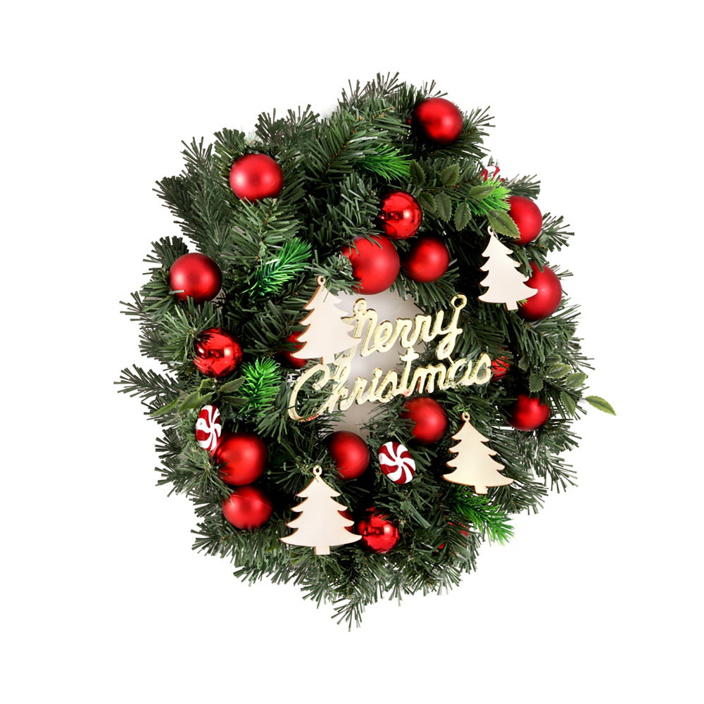 Jingle Jollys Christmas Wreath 40CM Xmas Garland Baubles Ornaments Party Decor XM-TR-WRE-CANDY-BAUBLES