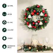 Jingle Jollys Christmas Wreath 40CM Xmas Garland Baubles Ornaments Party Decor XM-TR-WRE-CANDY-BAUBLES