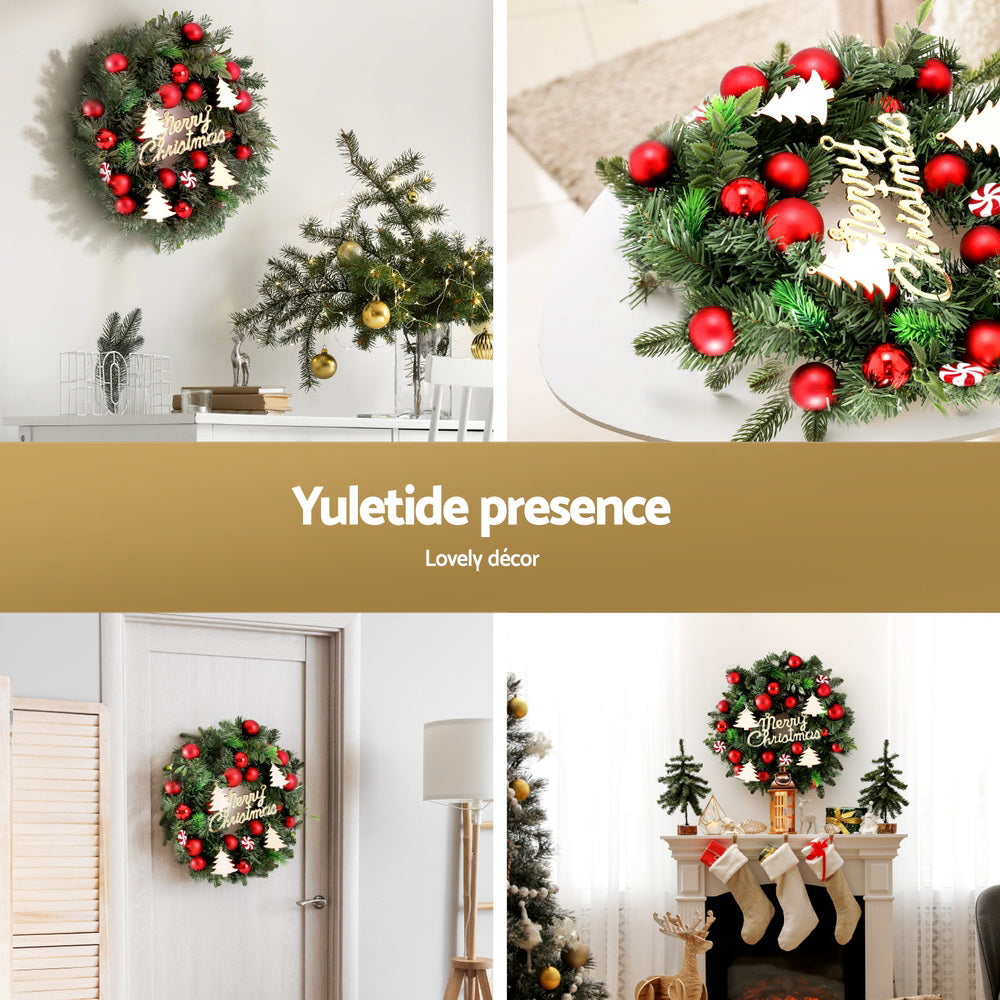 Jingle Jollys Christmas Wreath 40CM Xmas Garland Baubles Ornaments Party Decor XM-TR-WRE-CANDY-BAUBLES