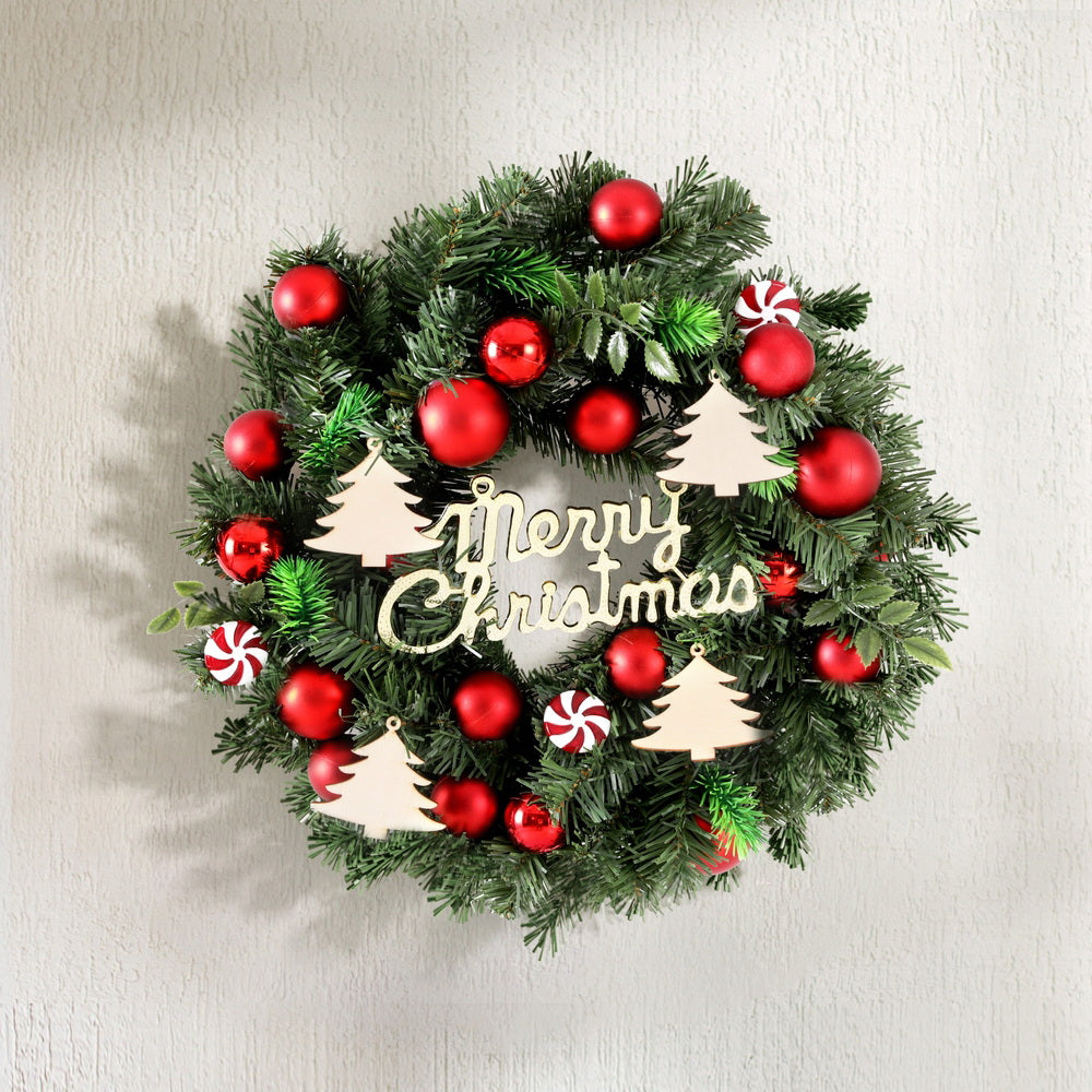Jingle Jollys Christmas Wreath 40CM Xmas Garland Baubles Ornaments Party Decor XM-TR-WRE-CANDY-BAUBLES