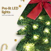Jingle Jollys Cat Christmas Wreath Pre-lit 20 LED Xmas Decor Bow Flower 35x30cm XM-TR-WRE-CAT-LED