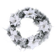 Jingle Jollys 60cm Christmas Wreath LED Lights Snowy Flowers Garland Party Decor XM-TR-WRE-FLOWER-GS-LED