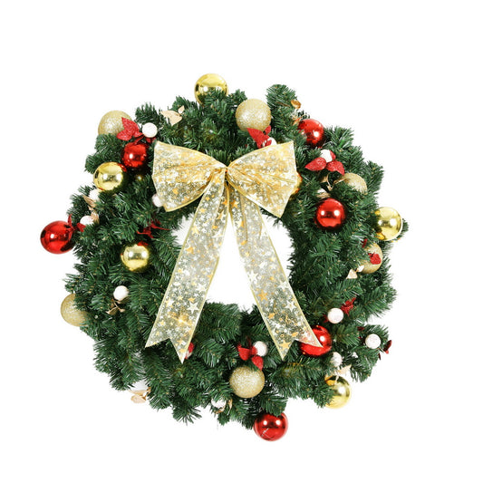 Jingle Jollys Christmas Wreath 60CM LED Garland Berries Bow Baubles Xmas Decor XM-TR-WRE-ORNAMENTS-2FT-LED