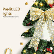 Jingle Jollys Christmas Wreath 60CM LED Garland Berries Bow Baubles Xmas Decor XM-TR-WRE-ORNAMENTS-2FT-LED
