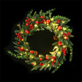 Jingle Jollys Christmas Wreath 60CM LED Garland Berries Pine Cones Party Decor XM-TR-WRE-RD-2FT-LED