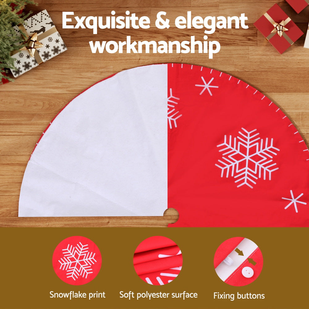 Jingle Jollys Christmas Tree Skirt 120cm Snowflake Ornaments Party Decorations XMAS-CARPET-REINDEER-120