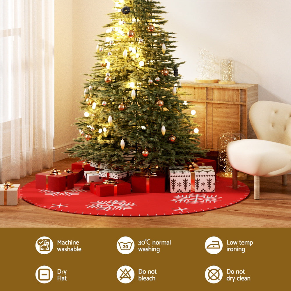 Jingle Jollys Christmas Tree Skirt 120cm Snowflake Ornaments Party Decorations XMAS-CARPET-REINDEER-120