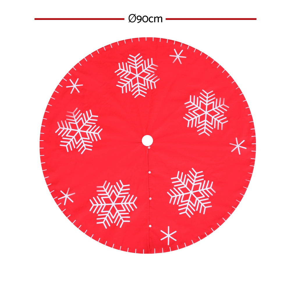 Jingle Jollys Christmas Tree Skirt 90cm Snowflake Ornaments Party Decorations XMAS-CARPET-REINDEER-90