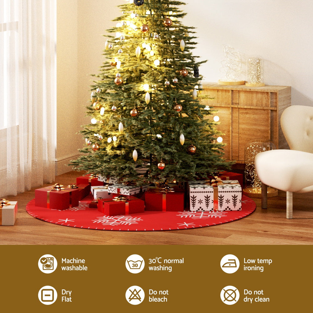 Jingle Jollys Christmas Tree Skirt 90cm Snowflake Ornaments Party Decorations XMAS-CARPET-REINDEER-90