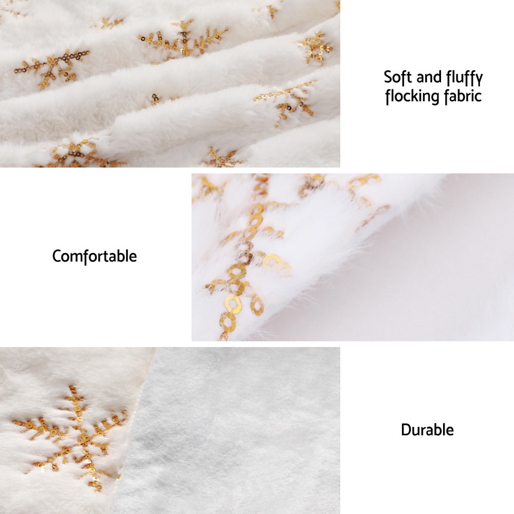 Jingle Jollys Christmas Tree Skirt 90cm Snowflake Ornaments Xmas Decorations XMAS-CARPET-SNOWFLAKE-90
