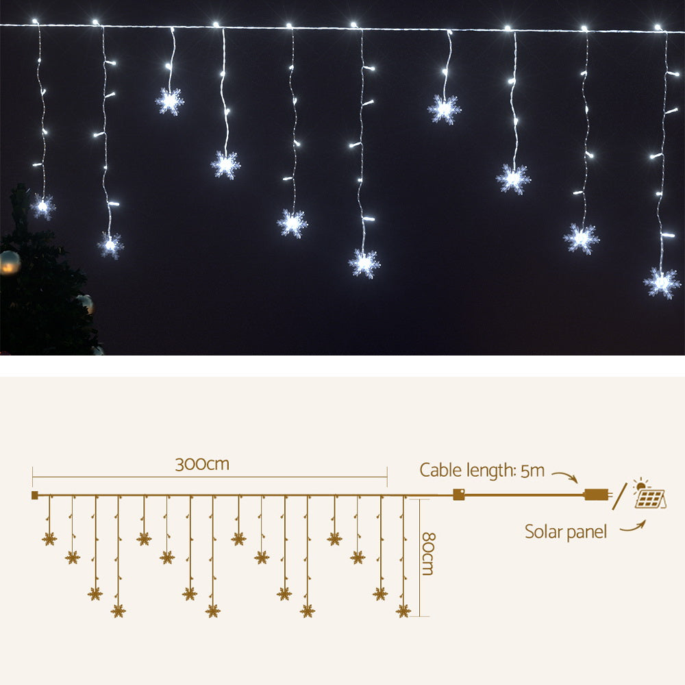 Jingle Jollys Christmas Lights 80 LED 3M Icicle Light Snow Decorations XMAS-CUR300-1M-SNOW-WH