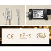 3X6M Christmas Lights Curtain Light Warm White 600 LED Jingle Jollys XMAS-CUR600-6M-WARM
