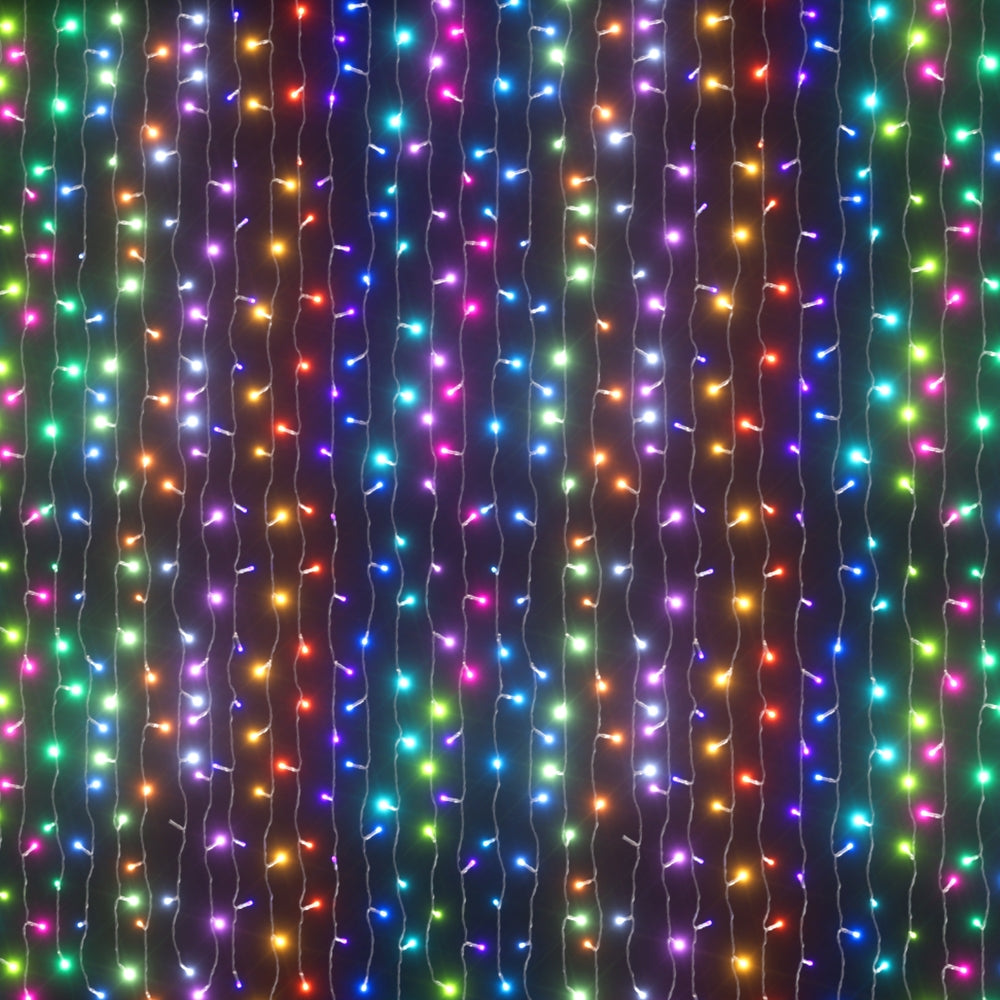 3X6M Christmas Lights Curtain Light 960 LED RGB Remote Jingle Jollys XMAS-CUR600-6M-WARM-MC